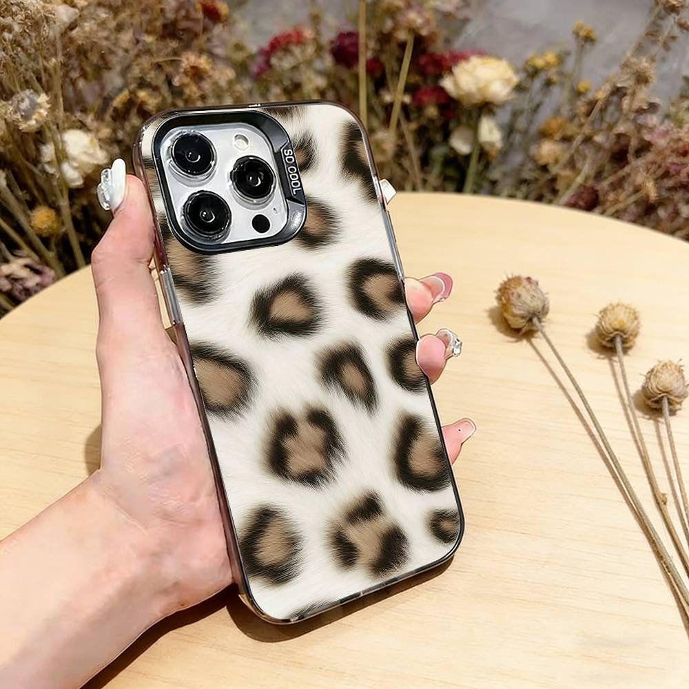 Leopard Print Phone Case For iPhone 17,16,15,14,13,12,11 Plus,Pro Max,XS,Colorful Silver Phone case Funda Cover