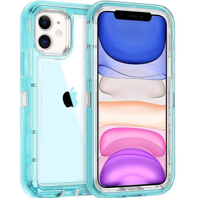 3 IN 1 Hybrid Heavy Duty Armor Full Body Transparent Case for IPhone 16 Pro Max 15 14 13 12 11 Otter Case Box Shockproof Clear Cover