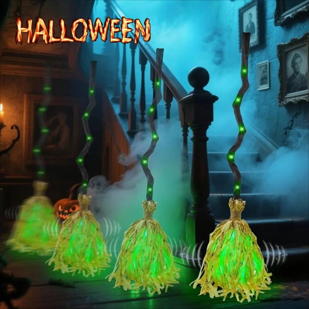 Scopa Ballerina Luminosa Decorazione Frangia di Paglia Scopa Mobile di Halloween Oggetto di Scena per Casa Infestata
