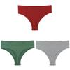 Women Solid 3PCS/Set Panties Sexy Middle Waist G-String Thong Femal Soft Nylon Lingerie Stretch T-Back Thong Underwear