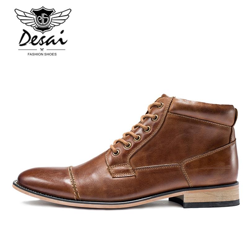 Fashion New Men’s Shoes Winter New Men's Casual High-Top Shoes Genuine Leather Boots High Boots Oxfords Men's Large Size Shoes 7.5-13