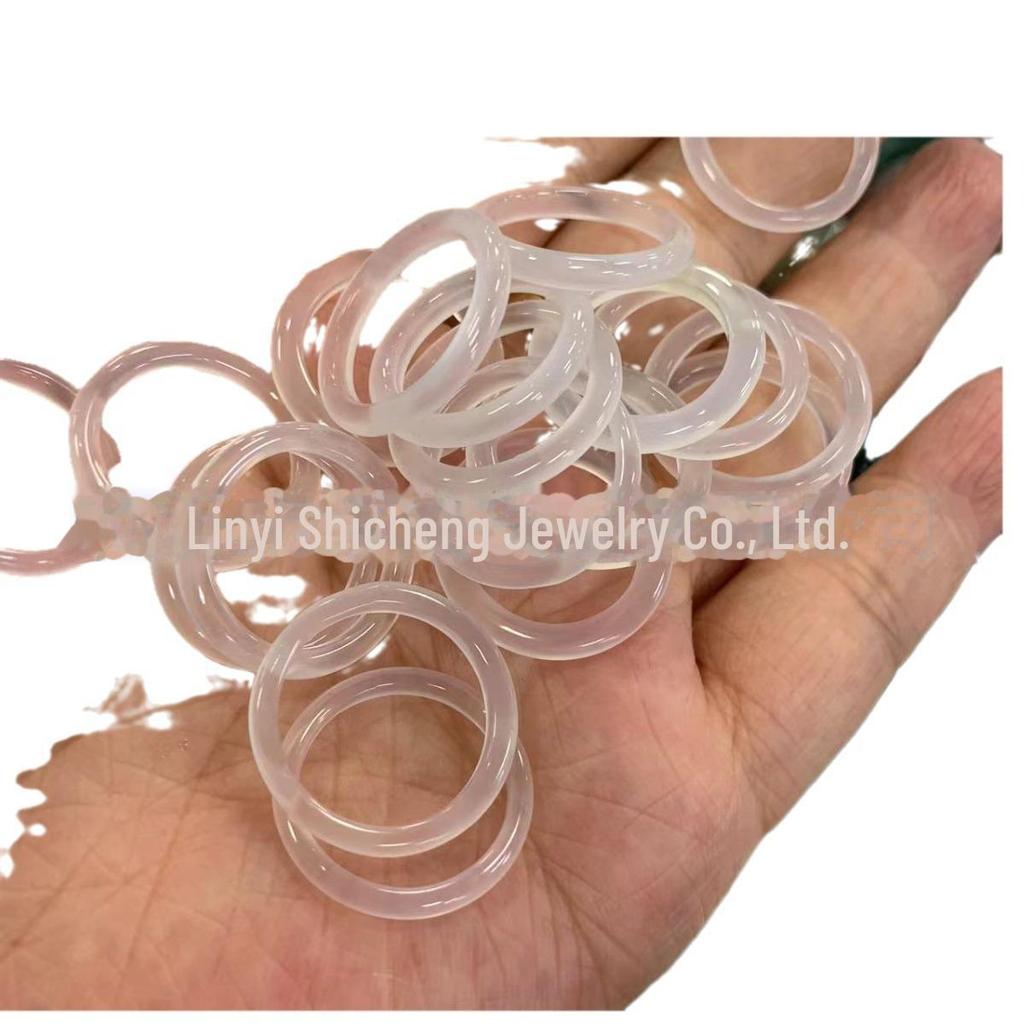 White Moonlight High-Transparency Chalcedony Jade Ring