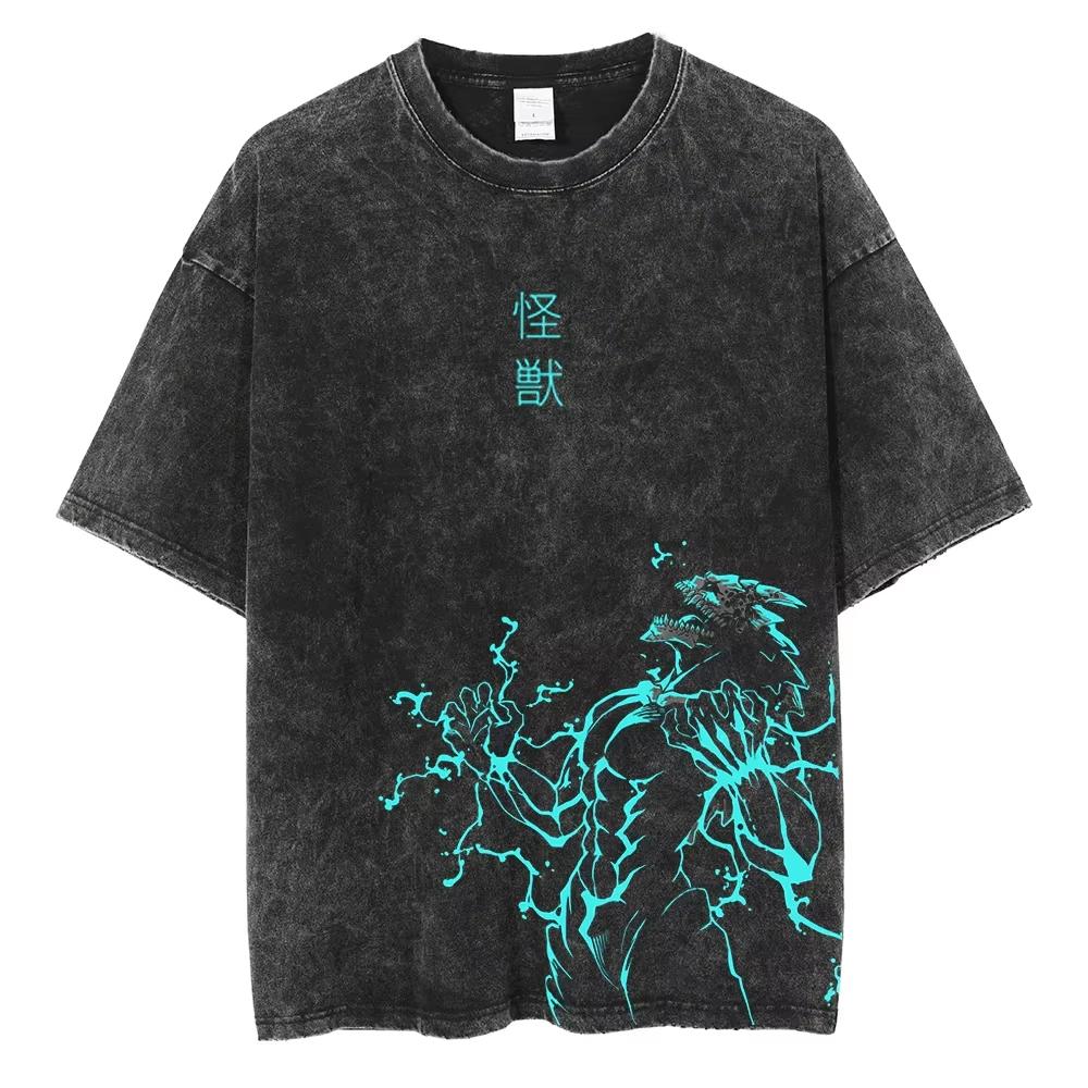 Pánské tričko Streetwear Japonské anime Kaiju Bez Řetězové pily Muž Potisk Tričko Harajuku Bavlna Volné Letní Krátký rukáv Top