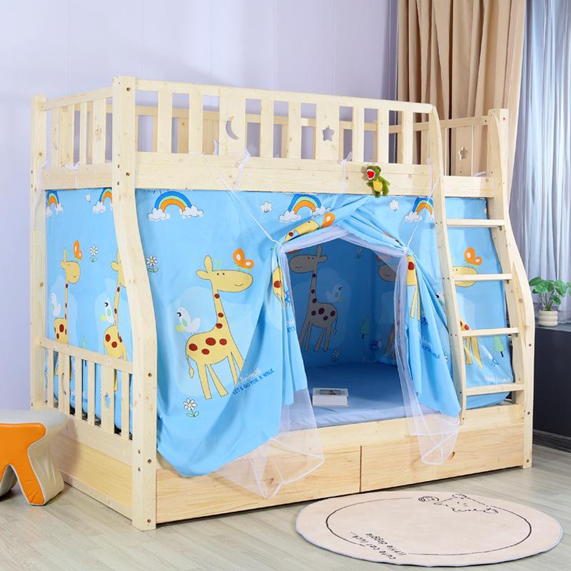 Cortina Integrada para Cama em Beliche Trapezoidal: Rede Mosquiteira e Anti-Poeira para Camas de Dormitório de Mãe e Filho