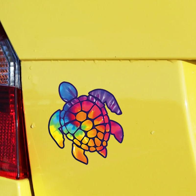 JT161#12x13cm Sea Turtle Rainbow Vinyl Sticker For Windows, Trucks, Cars, Laptops Decal