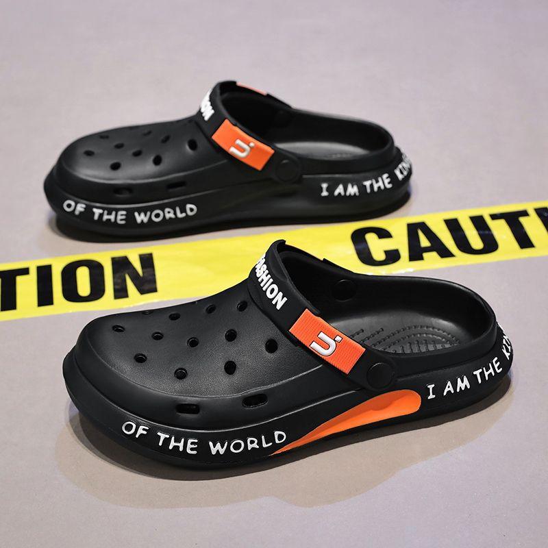 

Driver driving special hole shoes men wear two slippers in summer and wear 2024 new non-slip thick-soled sandals men 44 чорний
