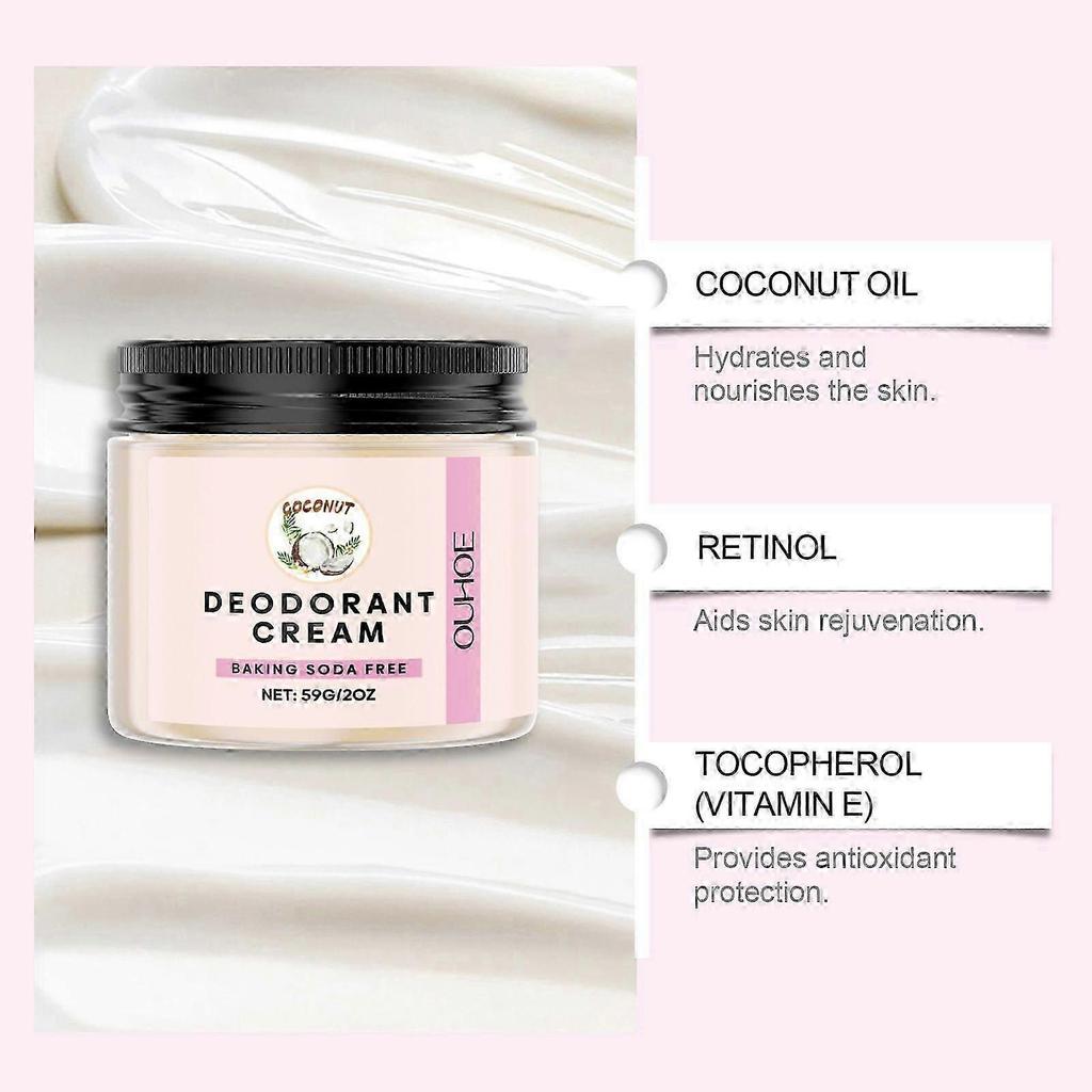 Organic Natural Deodorant Cream for All | Vegan & Coconut Scented | Baking Soda Free Formula
