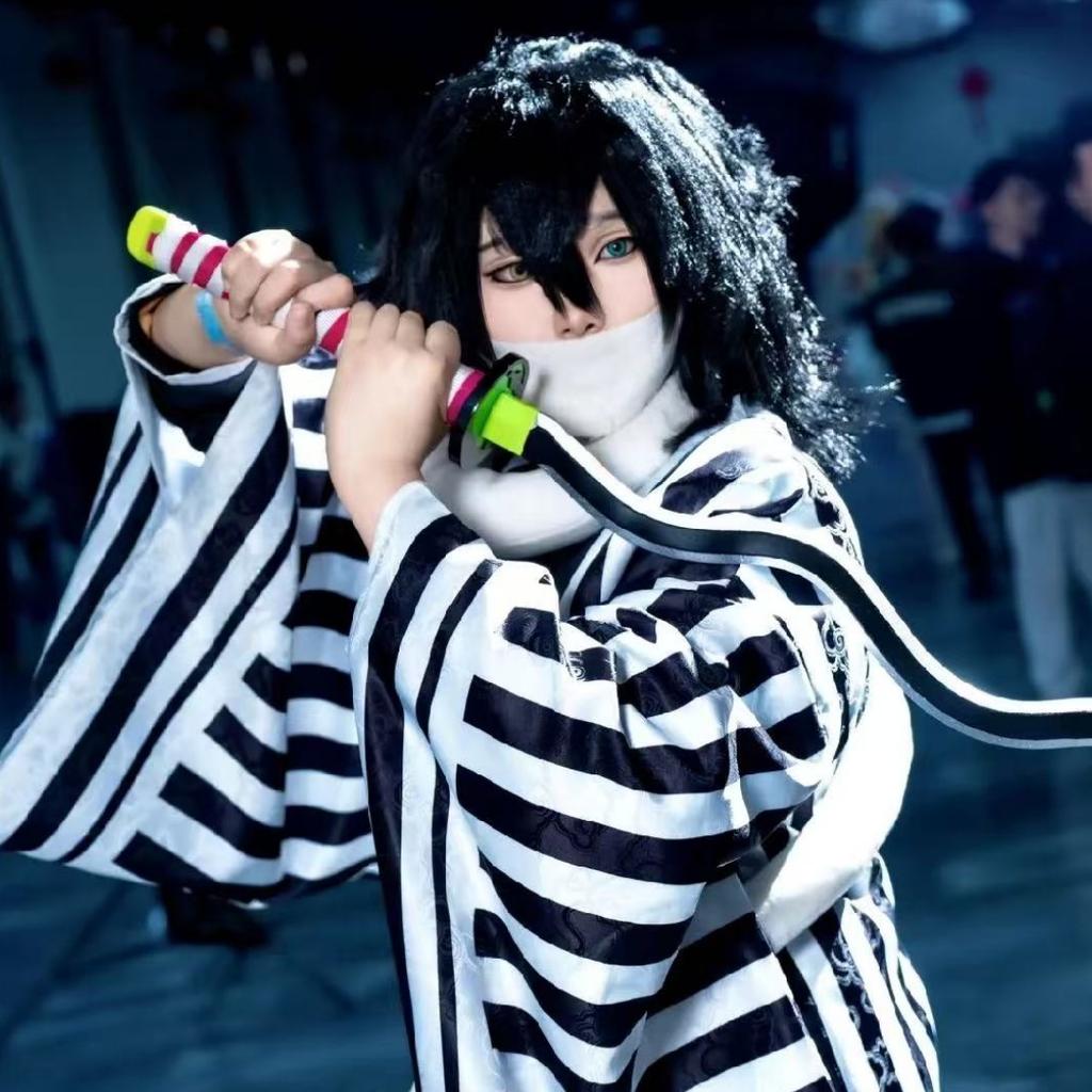 Anime Demon Slayer Kimetsu No Yaiba Iguro Obanai Haori Kimono Cosplay Costume Wig Snake Props White Halloween Costume