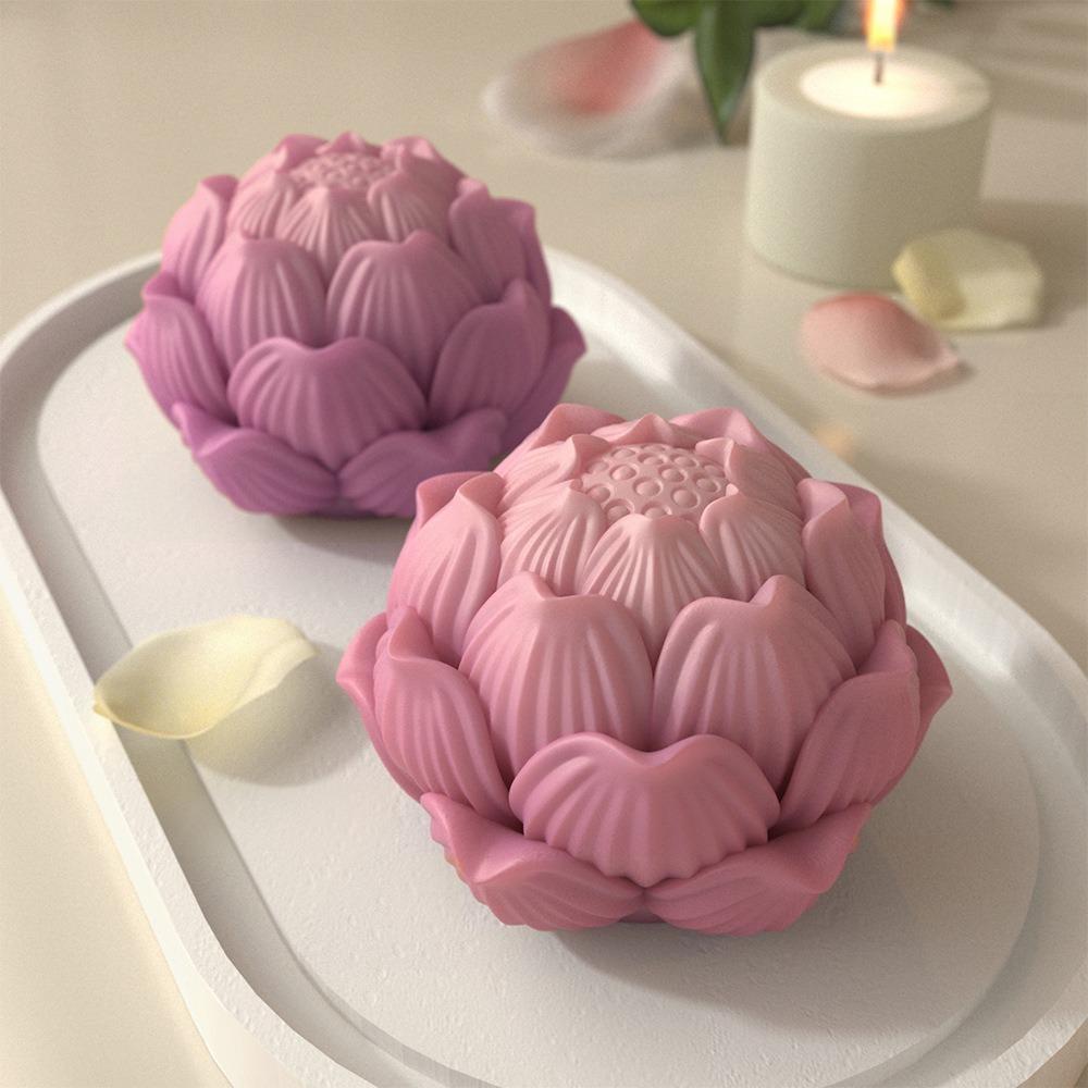 3D Lotus Flower Mold Funny Floral Mold Durable Silicone Candle Mold  Gift Making