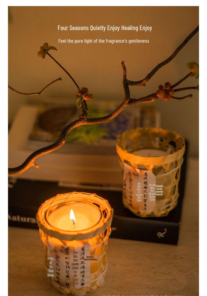 Lantingji Xu Fragrance Candle Set: New Chinese Style Aroma Gift Box with Glass Cup Wax Souvenir
