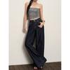 American-Style Small Denim Women's Summer High Waist Slim Looking Loose Drooping Mop Lyocell Ice Silk Straight-leg Pants