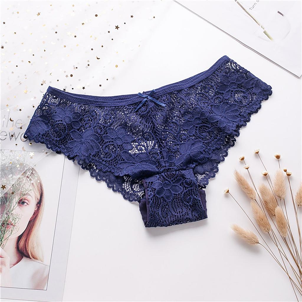 Women's Sexy Panties Color Hollow Out Flower Lace Low Waist Briefs