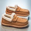 Moccasins Men Loafers Winter Driving Shoes Warm Fleece Slip On Low Top Snow Boots Plush Flats Outdoor Fur Lined Casual Shoes
