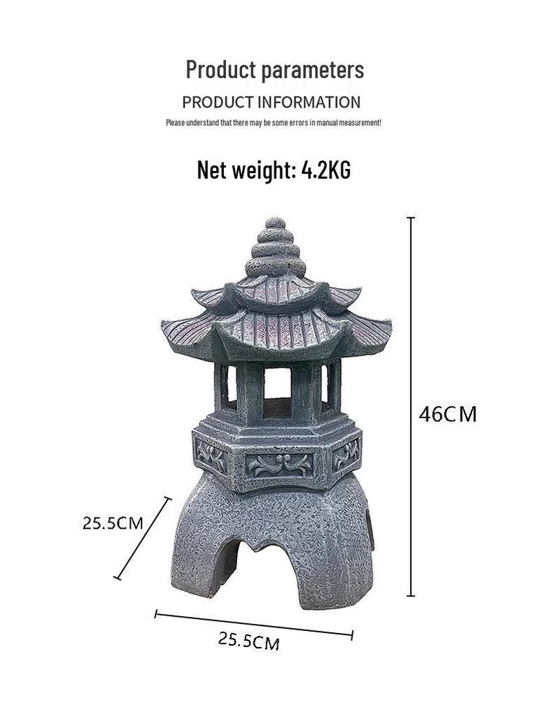 Zen Solar Stone Pagoda Lantern - Outdoor Resin Ornament for Garden and Courtyard Decor