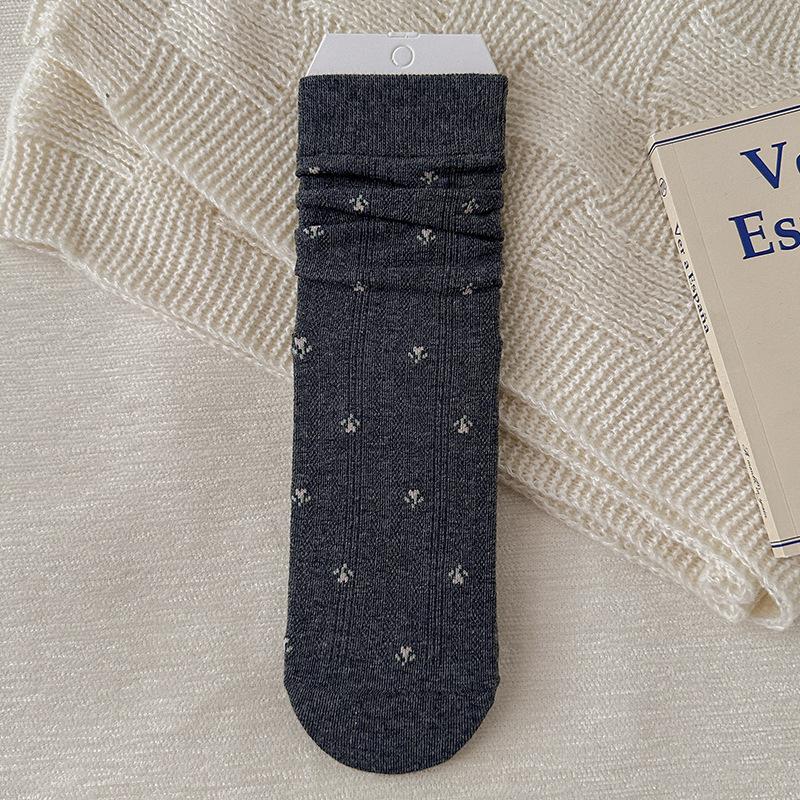 Socks Pure Cotton Tube Socks Season Cute Sweet Little Floral Versatile Cotton Boneless Pile Socks Women