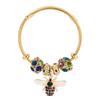 Gold Alloy Adjustable Bee Bracelet with Shiny Diamond Ball - Hot-Selling Pandora Style Jewelry