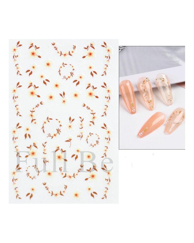 Water Nail Decal and Sticker Flower Leaf Tree Green Simple Summer Slider for Manicure Nail Art Watermark Tips