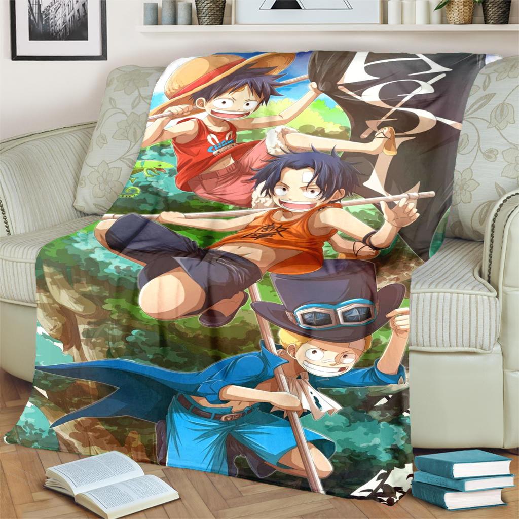 "ONE PIECE" Flannel Blanket Soft Warm Print for Bedrooms, Sofas, Chairs, Picnics and Travel