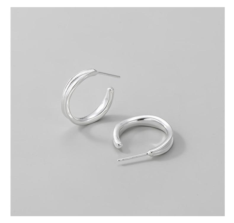 Korean Style Retro C-Shaped S925 Sterling Silver Earrings