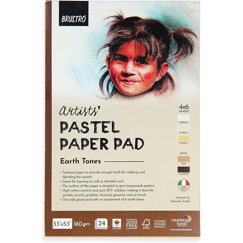 Brustro Artists Pastel Paper Pad Of 24 Sheets (160 Gsm), Colour Earth Tones, Size 3.5X5.5