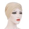 1Pc Hijab Breathable Solid Color Female Head Wrap Cross Forehead Polyester Headwrap Women's Turban