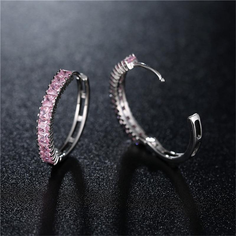 Luxus Aaa Zirkonia Creolen Große Kreis Huggie Ohrringe Für Frauen Blau Rot Edelstein Creolen Pendientes Schmuck Ohrringe