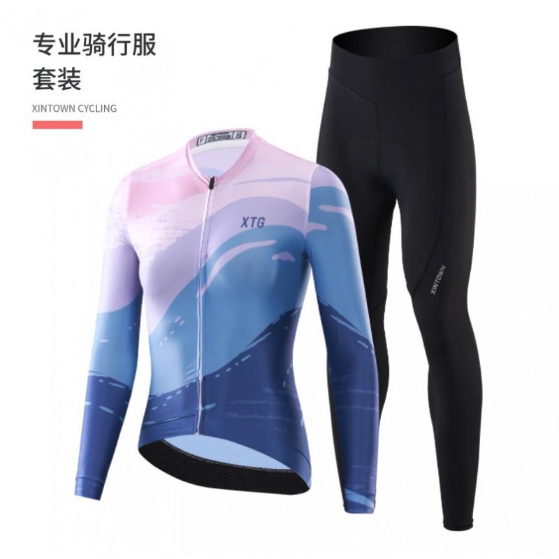 Womens Long Sleeve Cycling Jersey Moisture Wicking Road Bike Top