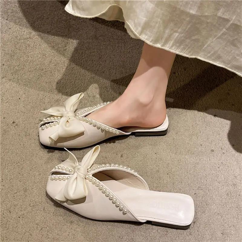 Fashion Square Toe Women's Slippers and Ladies Sandals With Heel Elegant Fashionable Slides Chic Comfortable Elegan High Quality Shoes