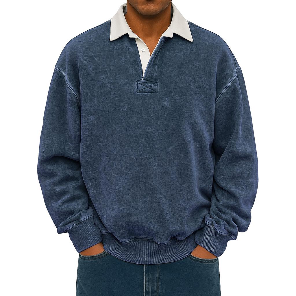 Men's  Leisure  Flip Collar  Long Sleeves  Pullover  Hoodie