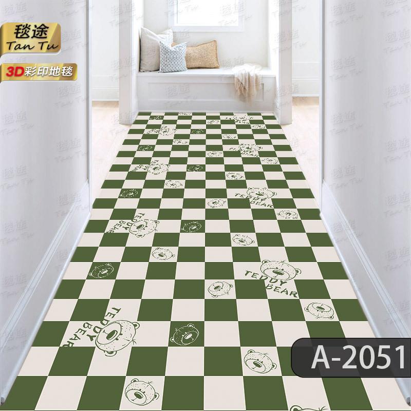 

3D Цветы и трава Коридор Длинные ковры Легкий роскошный коврик для прихожей Нескользящий ковер Пасторальный дорожный коврик для лестницы W80*H200CM