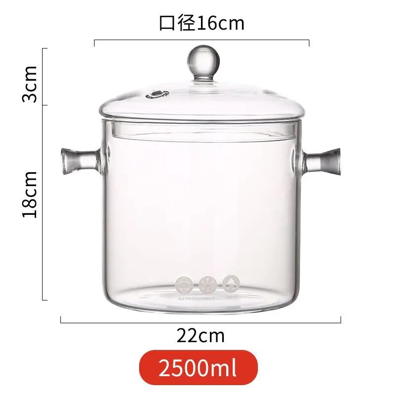 High Borosilicate Glass Saucepan for Cooking, Clear Cooking Pot, Gas Open Fire, High Temperature Resistant, Cookware, New, House