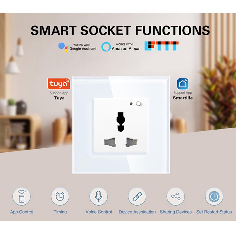 UK Standard Smart Wi-Fi Wall Socket with App & Voice Control, Timer, and Remote Switch