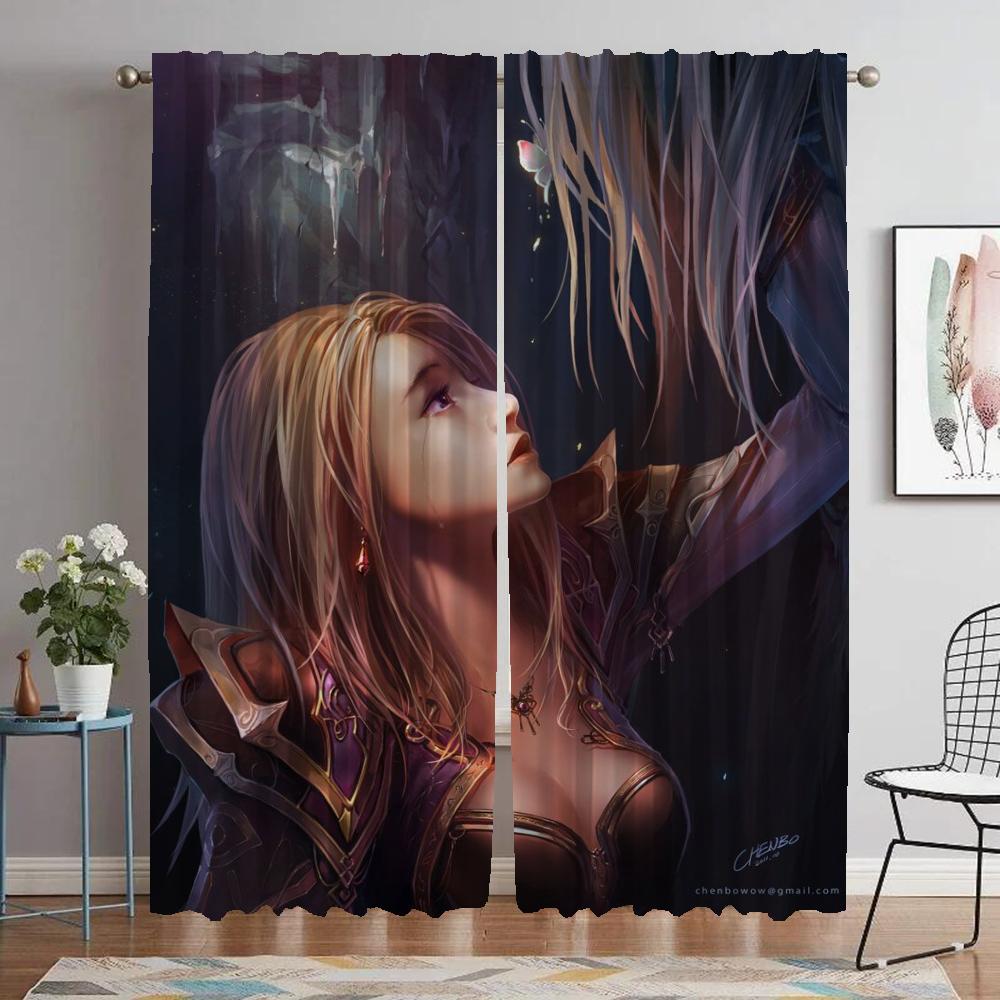 Modern Living Room Curtains 2 Pieces Female Elf Blackout Curtain for Room 2 Panel Shades Halloween Decoration Partition Kitchen