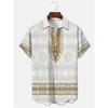 Men's Shirt Art Pattern Print Casual Shirt Short Sleeve Oversized Top Summer Vintage Flower Pattern Beach Y2k Fashion Clothing