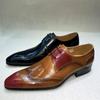 Brown Genuine Leather Brogue Shoes Handmade Casual Oxfords Breathable Lace-Up Dress Shoes Spring Autumn Size 39-46