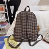 Vintage Plaid Backpack College Style Junior High School Student Schoolbag