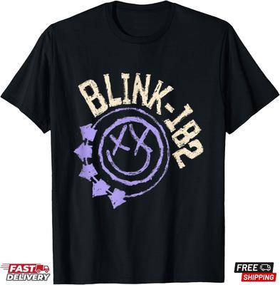 Blink-182 Purple Smiley Logo T-Shirt Rock Band Shirt Family Rock Fan Shirt Unisex T-Shirt