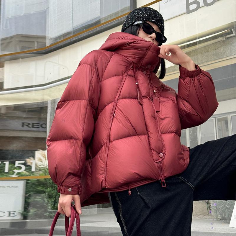 High-quality White Duck Down Hooded Down Jacket Women's 2025 New Winter Thickened Streamer Warm Bread Jacket Tide