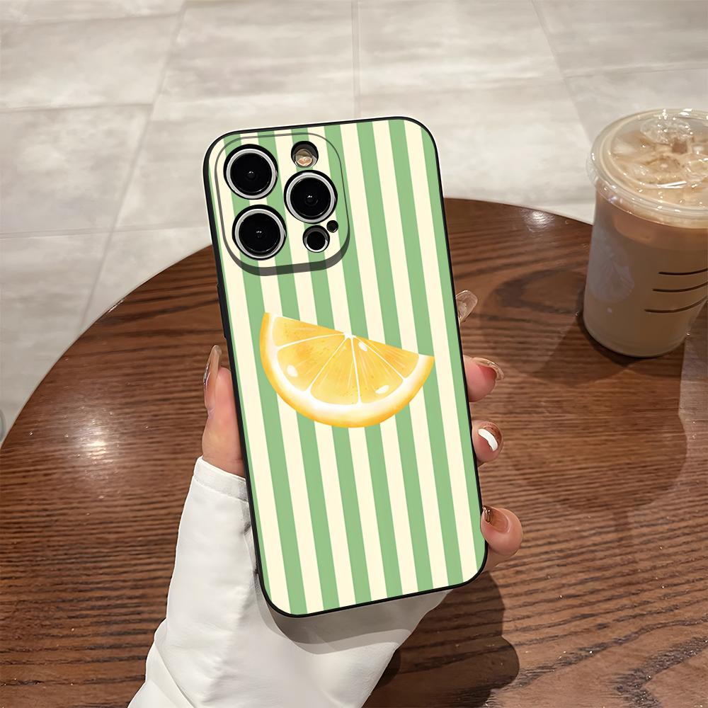 

Red Blue Stripe Fruits Lemon Cherry Phone Case For Iphone 17 Pro Max 16 Pro Max 15 Pro 14 Plus 13 11 12 Xr X Xs Back Cover iPhone11 ProMax