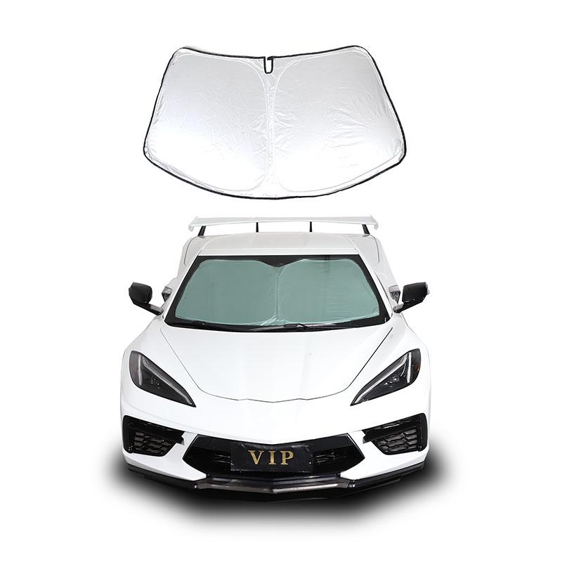 

For Corvette C8 - Sunscreen Curtain Car Front Window Sun Shade UV Protection Sunshade Windshield n Flag Cover Style C