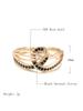 New  Rose Gold With Black Natural Zircon Ring Geometric Line Cross Wedding Rings For Women Fashion Vintage Jewelry
