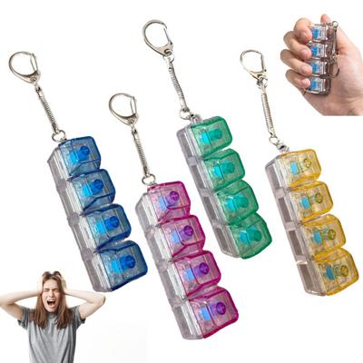 4-Keys Fidget Keyboard Toy with Light Stress Relief Transparent Cap Keyboard Finger Clicker Keychain Decompression Button Sensory Toy