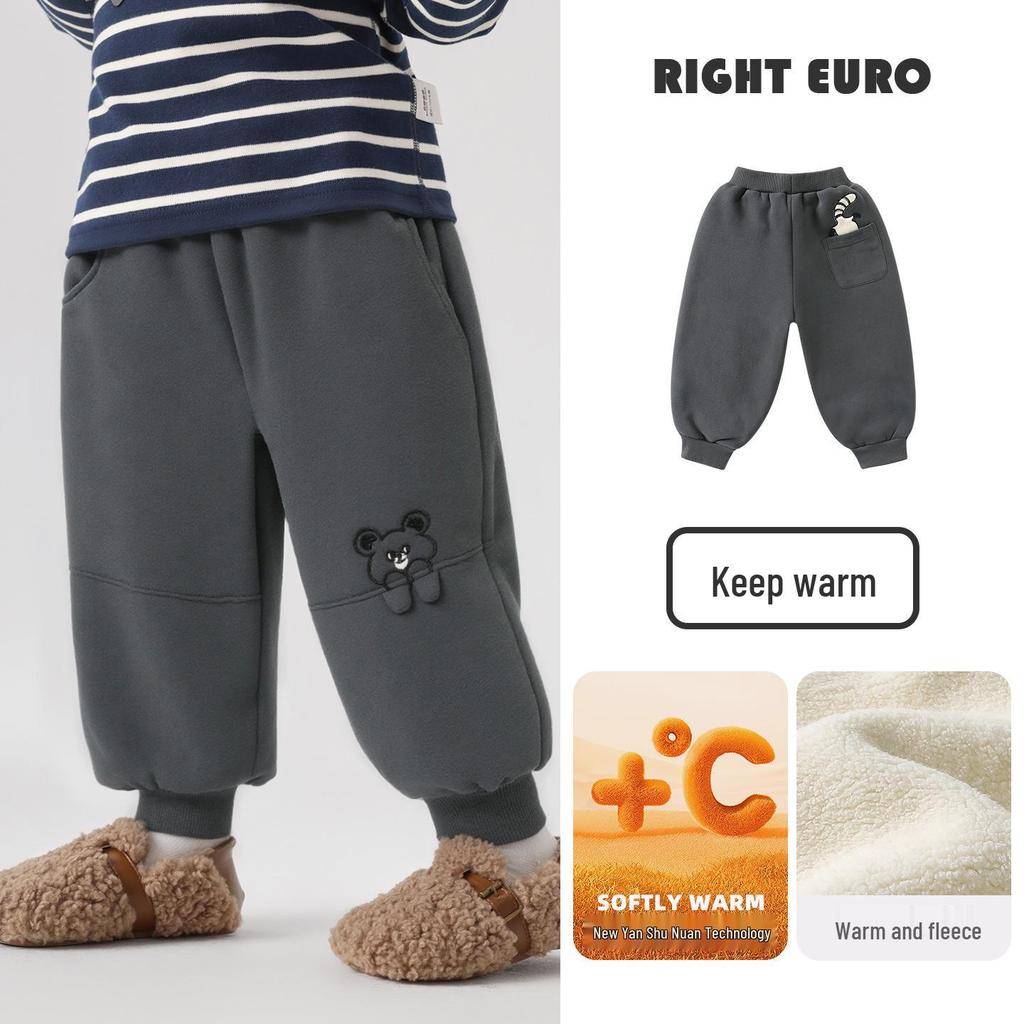 European Boys' Cartoon Sports Thick Sweatpants - Autumn/Winter 2025 Toddler & Children’s Clothing