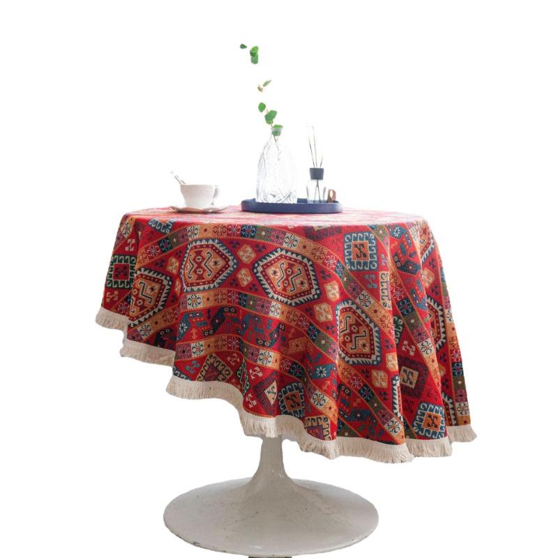 Circular Table Cloth American Table Cloth Jacquard Red Christmas Table Cloth Round Thick TableCloth