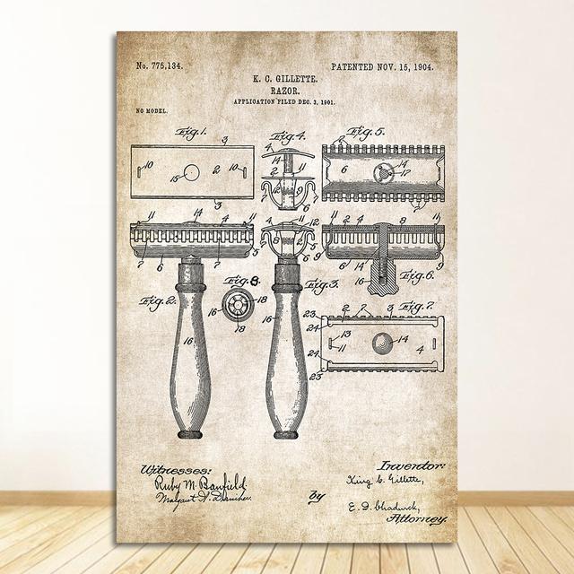 Paper Patent Poster Vintage Canvas Print Wall Art Picture Painting Modern Bathroom Decoration Industrial Style Toothpaste Toilet