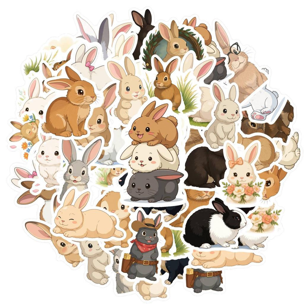 35pcs Whimsical Rabbit Stickers Cute Cute Animals Animal Stickers  Stickers For Guitar Laptop Helmet Skateboard Suitcase