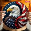 Vintage American Eagle Metal Wall Art Round Aluminum Sign Patriotic Decor