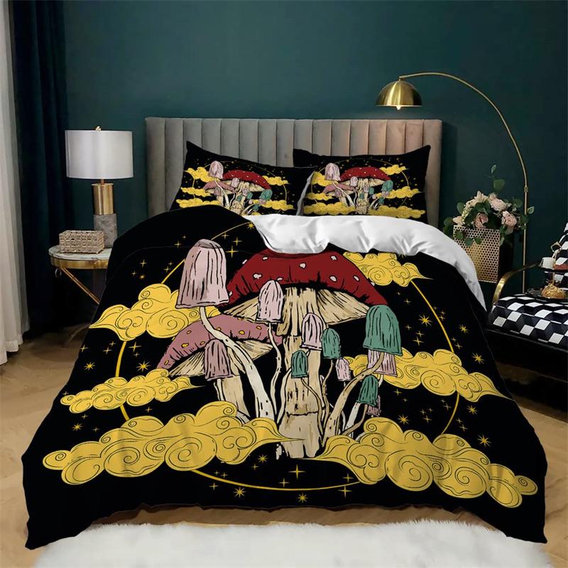 

Комплект постельного белья с рисунком гриба, комплект постельного белья с рисунком из мультфильма, чехол для одеяла с принтом из натуральных растений, наволочки, King For Kids Adults Bedroom Decor 135x200cm 2pcs