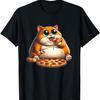 Lustige dicke Katze isst schnell Pizza Fast Food Kunst Meme Tierliebhaber T-Shirt