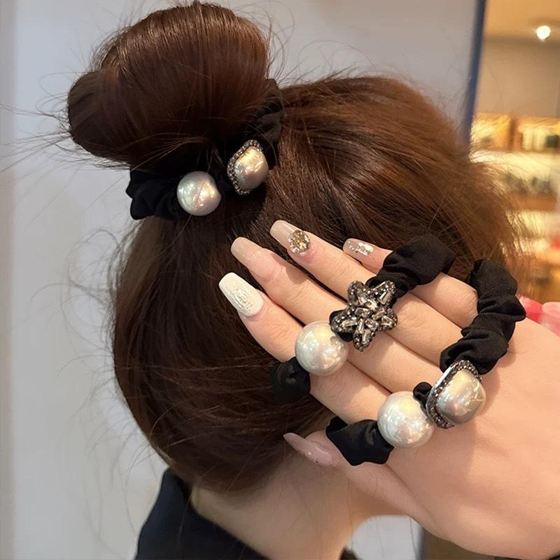 High-end Water Diamond Pearl Hair Tie  Dongdaemun Hair Band High-elasticity Rubber Band Ponytail Hair Band New Head Accessories
